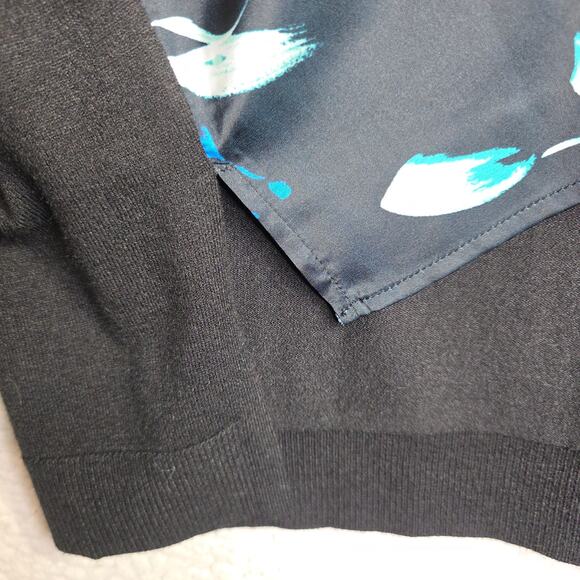 C Wonder SzL NWT Mixed media black Floral soft flowy Pullover Top Sweater Office - Picture 9 of 13